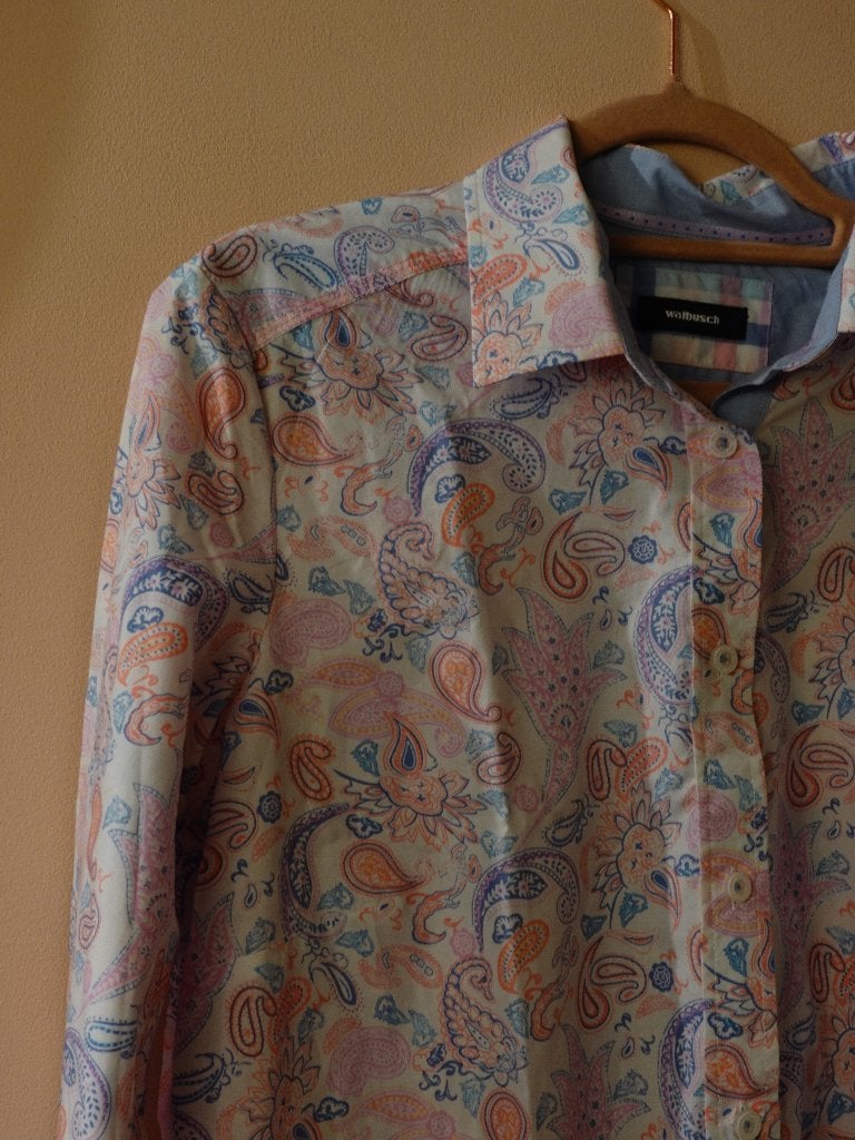 Walbusch Paisley Overhemd Multicolor Heren M, Kleding | Heren, Overhemden, Zo goed als nieuw, Halswijdte 39/40 (M), Ophalen of Verzenden