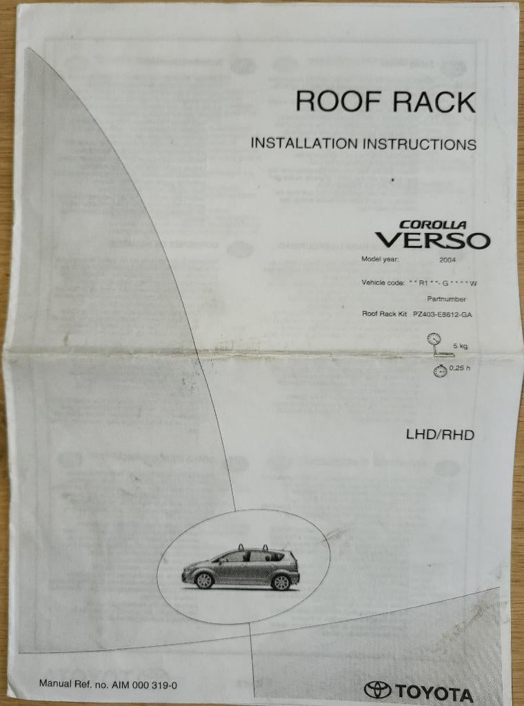 Toyota Verso dakdragers, Auto diversen, Dakdragers, Ophalen, Zo goed als nieuw