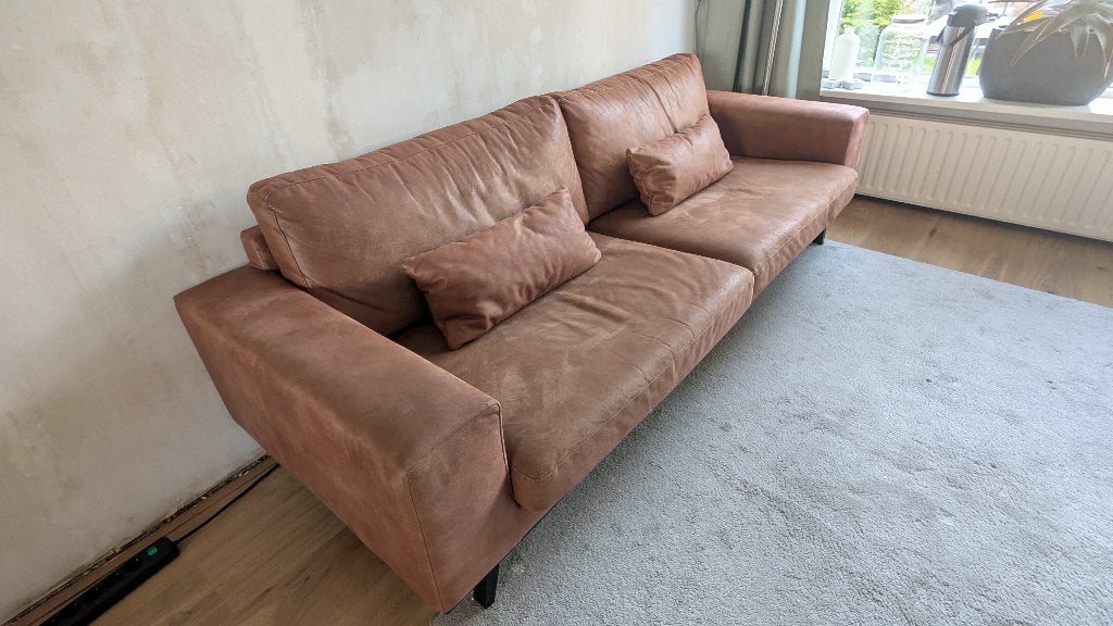 Wehkamp Nous Living 3-zitsbank Torino microleer, Huis en Inrichting, Banken | Bankstellen, Ophalen, Gebruikt, Driepersoons, 75 tot 100 cm
