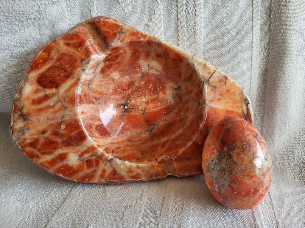 Vintage Handgesneden Italiaanse Asbak van Albast + Ei, Ophalen of Verzenden