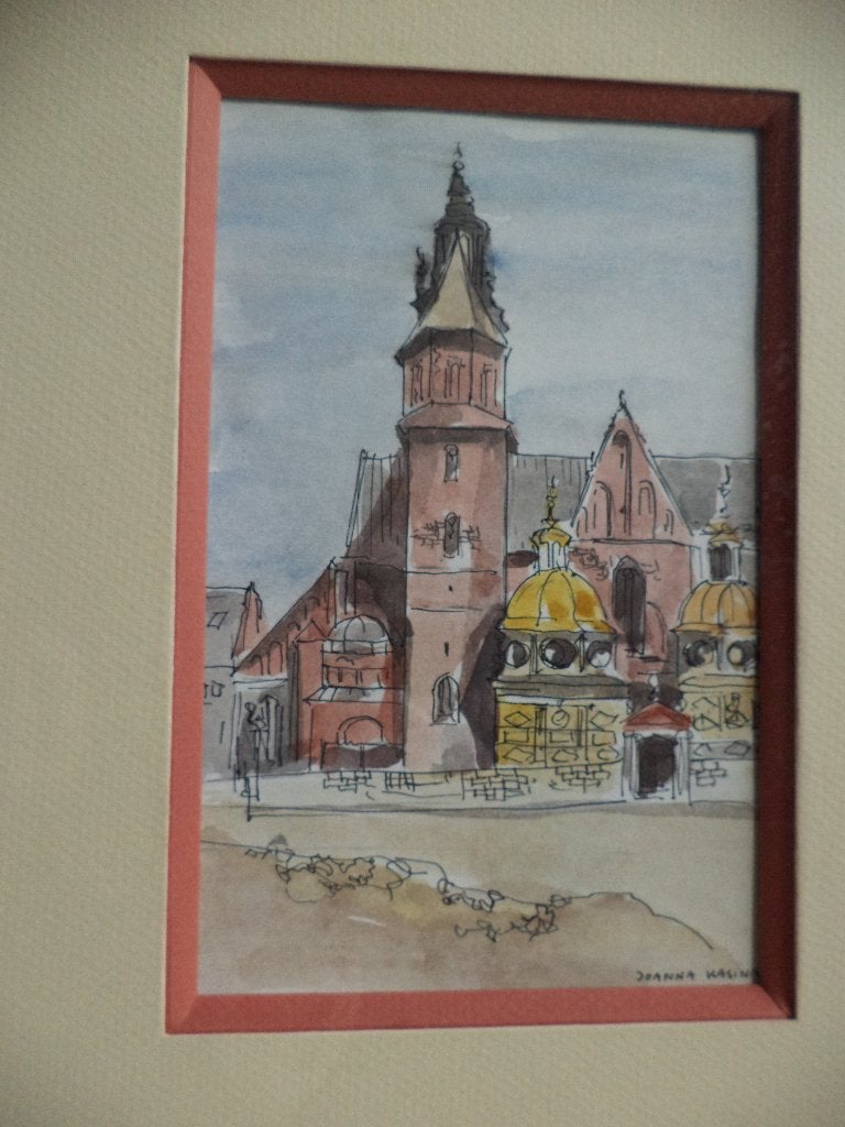 akwarel Joanna Kasina Krakow Poland aquarel Krakau Polen PL., Antiek en Kunst, Ophalen of Verzenden