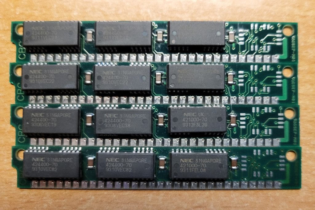 4x 1MB Simm 30-pin 1Mx9 Parity 70 ns 3-Chips 2+1 x NEC, Computers en Software, Ophalen of Verzenden