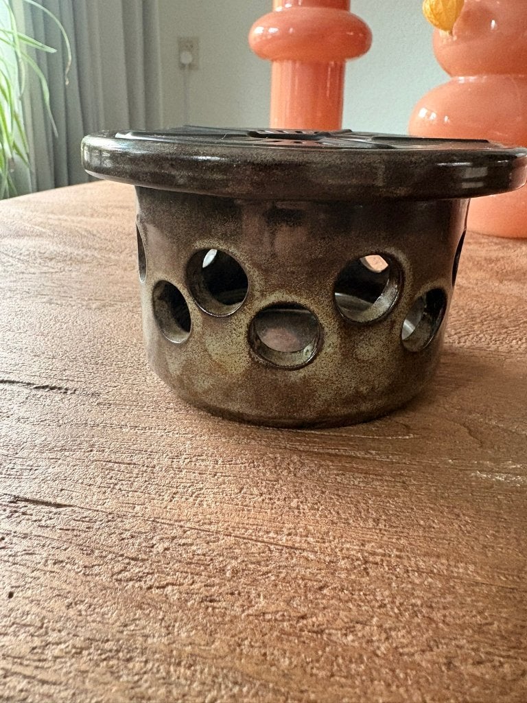 Vintage aardewerken rechaud / theelicht, Ophalen of Verzenden