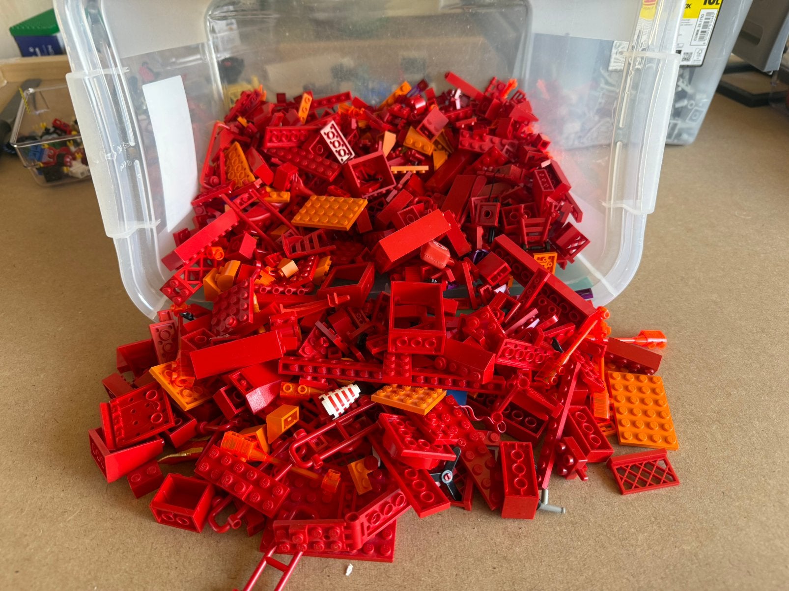 Grote partij rode en oranje LEGO stenen, Ophalen of Verzenden, Gebruikt, Losse stenen, Lego