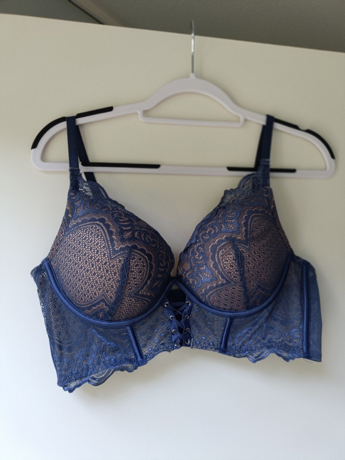 Hunkemöller BH 85B - Blauw met kant, Hunkemöller, Ophalen of Verzenden, Blauw, BH