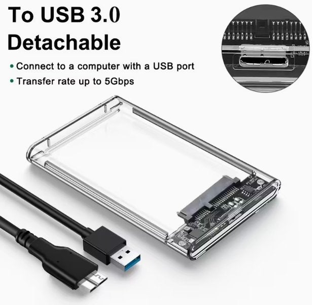 USB3.0 2,5" Harddisk Behuizing Transparant, Computers en Software, Nieuw, Ophalen of Verzenden, Laptop, Sintex IP Solution