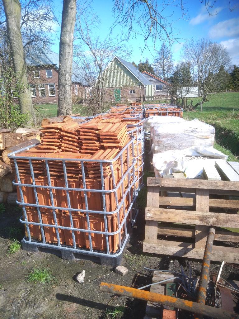 rode vlakke mulden dakpannen, Doe-het-zelf en Verbouw, Dakpannen en Dakbedekking, Ophalen, Gebruikt, Steen of Klei, 15 m² of meer