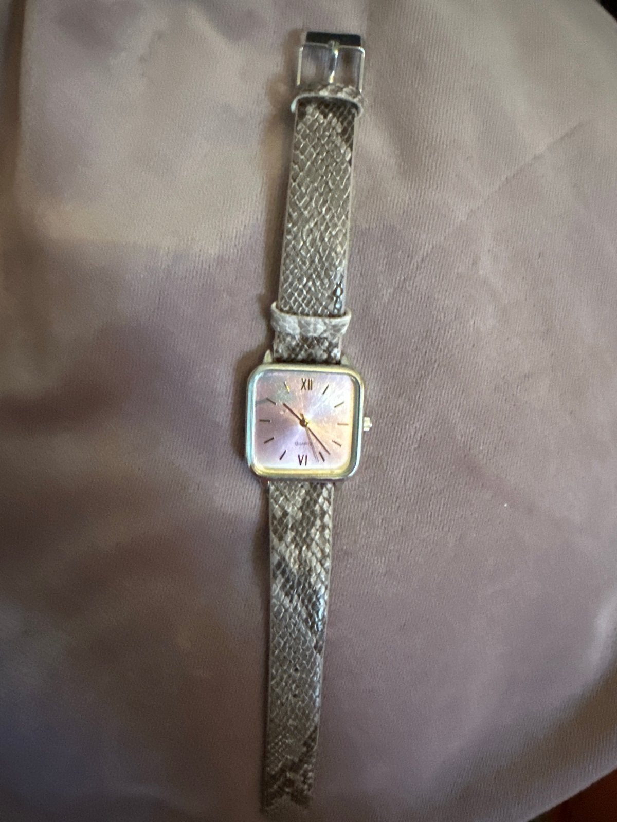 Leuk Spirit horloge met slangenprint bandje, Overige merken, Gebruikt, Staal, Polshorloge