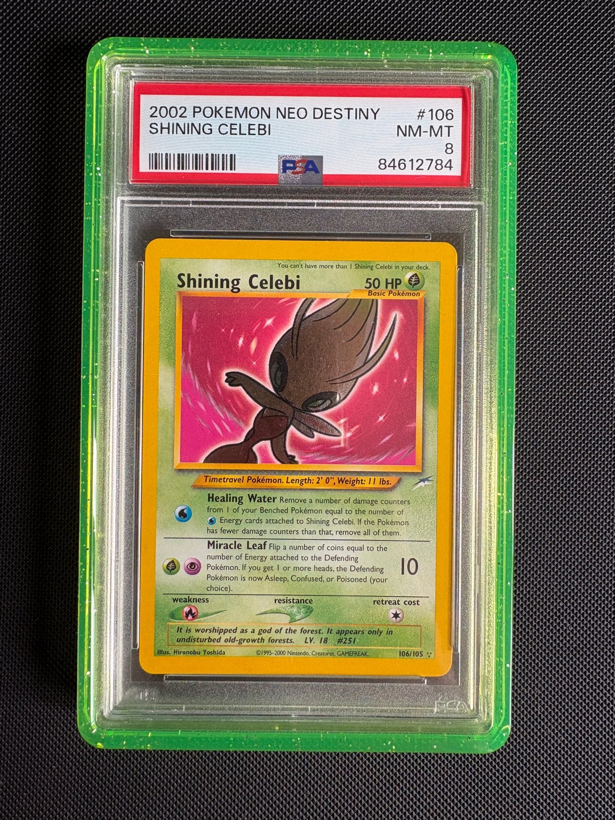 Shining Celebi #106 PSA 8, Ophalen, Zo goed als nieuw, Losse kaart, Foil