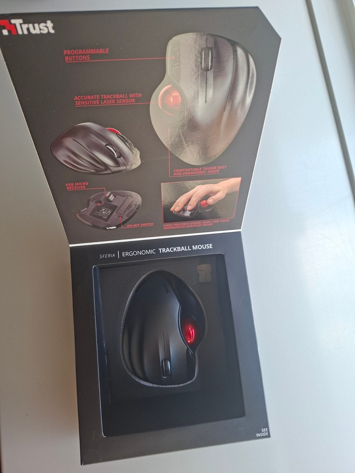 Trust Sferia Ergonomische Trackball Muis Draadloos, Computers en Software, Muizen, Rechtshandig, Ergonomisch, Ophalen of Verzenden