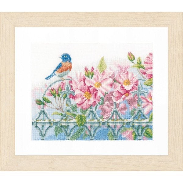 Borduurpakket Vogel met roze bloemen pn0156946, ., Nieuw, Ophalen of Verzenden, .
