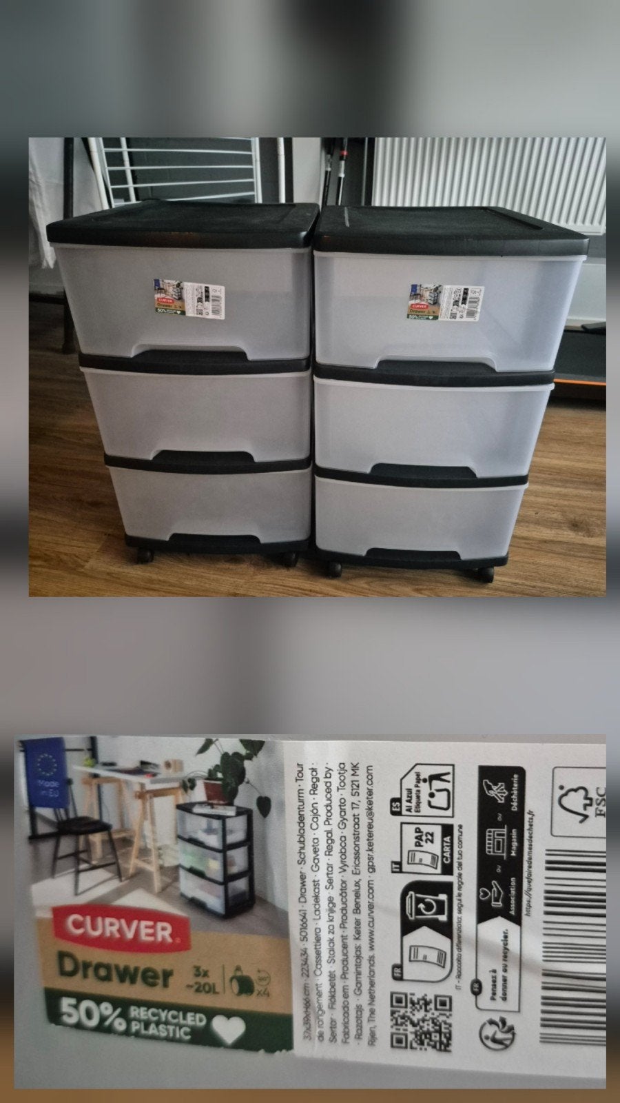 opberg boxen/lade kastje, Ophalen, 50 tot 100 cm, Zo goed als nieuw, 3 of 4 laden