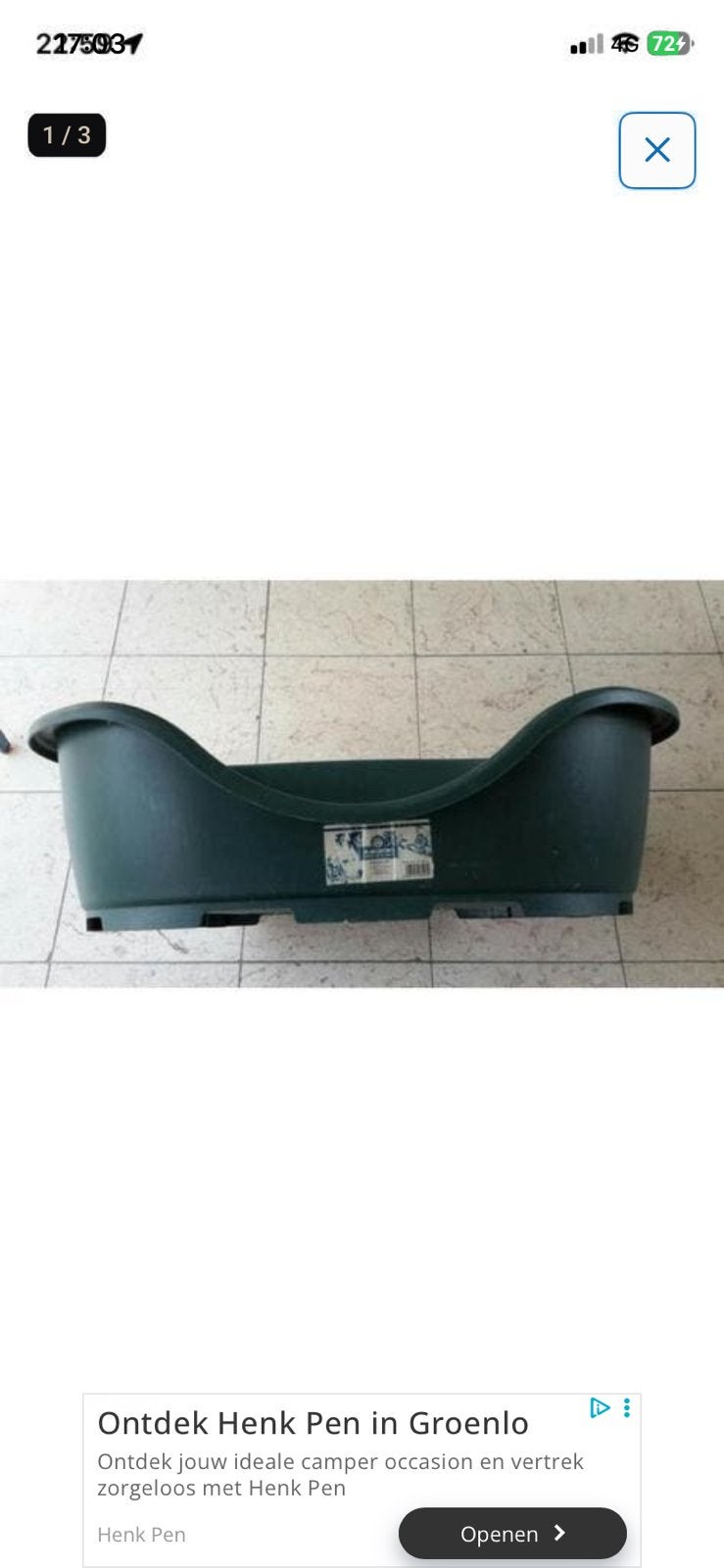 Groene hondenmand 65/45cm, Dieren en Toebehoren, Ophalen, Gebruikt, Overige