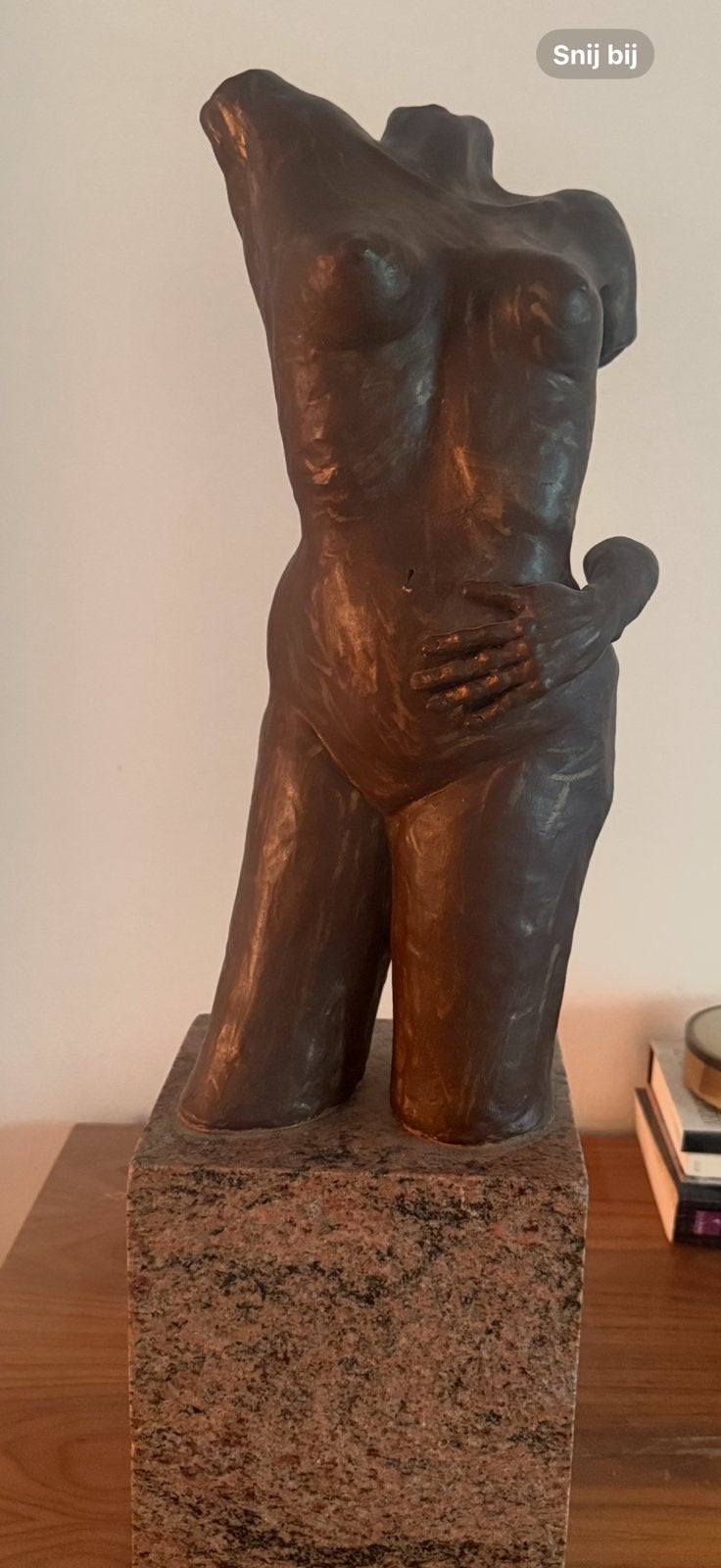 Koperen beeld vrouwentorso, Ophalen