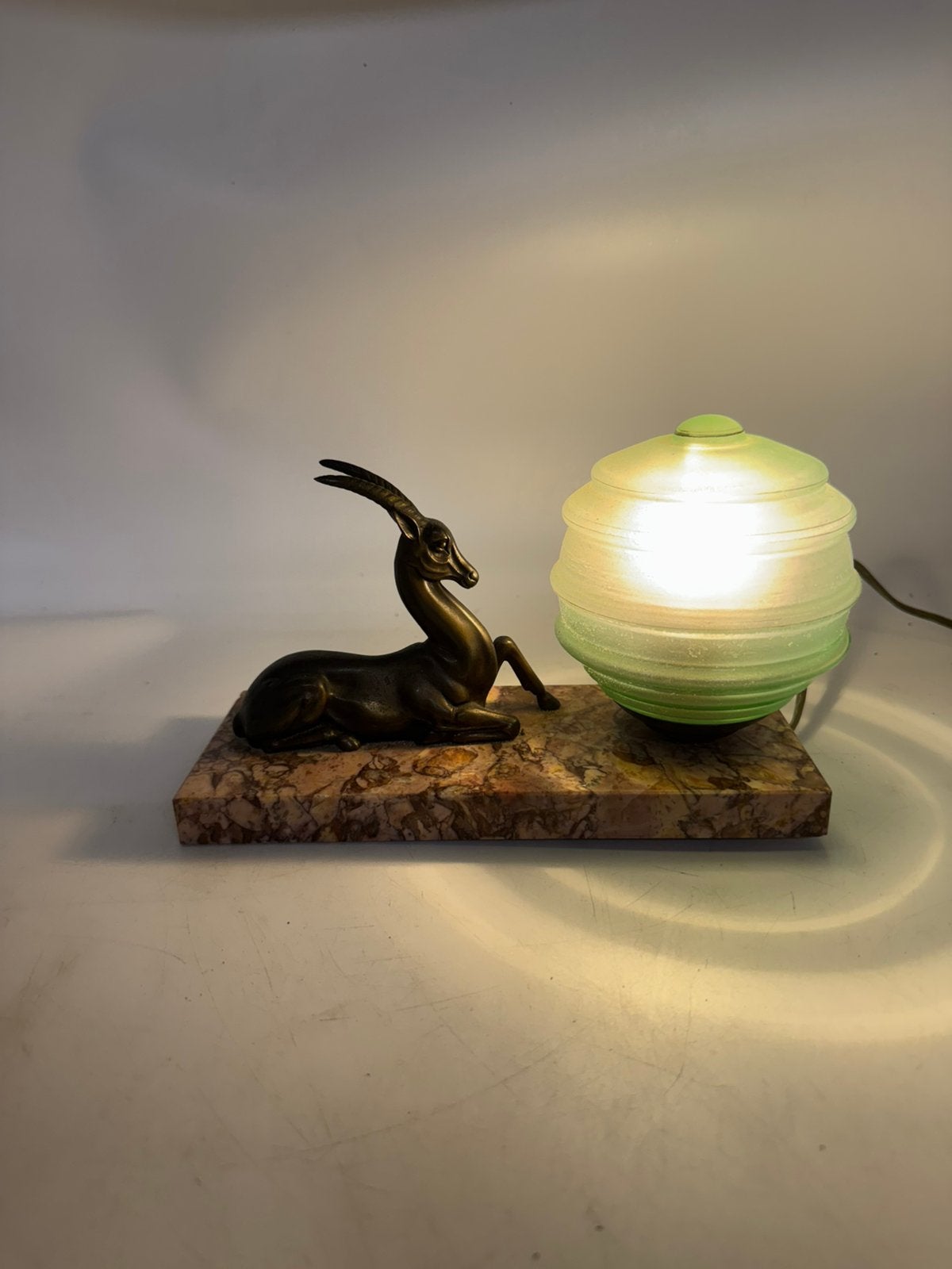 Art Deco Tafellamp / Bureaulamp | Marmer, Gazelle Mintgroen, Ophalen of Verzenden