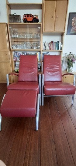 2 Harvink design fauteuils met 1 hocker, Huis en Inrichting, Ophalen, Gebruikt, 75 tot 100 cm, Modern strak design