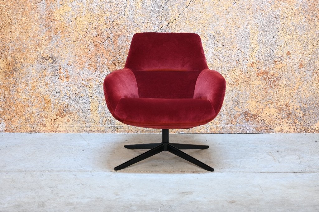 ZGANieuw fraaie rode stoffen Topform design draaifauteuil, 75 tot 100 cm, Ophalen of Verzenden, Zo goed als nieuw, Topform