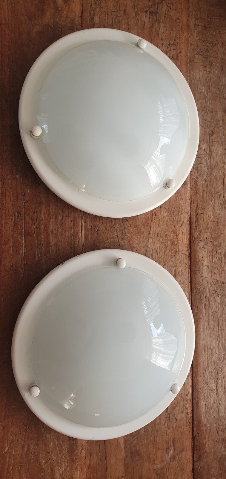Set van 2 Plafondlampen - Wit, gebruikt, Huis en Inrichting, Ophalen, Gebruikt, Wit, Plafondlamp