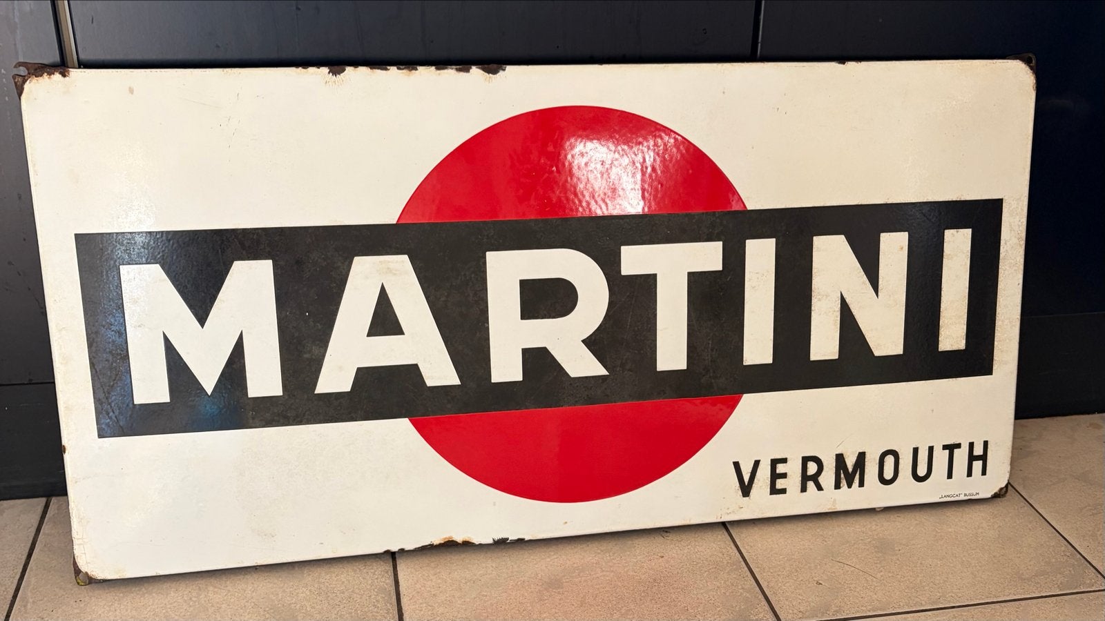 Emaille Reclamebord Martini Vermouth, Ophalen of Verzenden, Gebruikt, Reclamebord