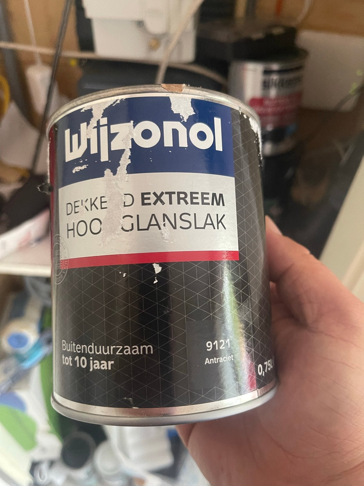 4 blikken Wijzonol Dekkende Extreem Hoogglanslak Antraciet, Ophalen, Nieuw, Lak, Grijs