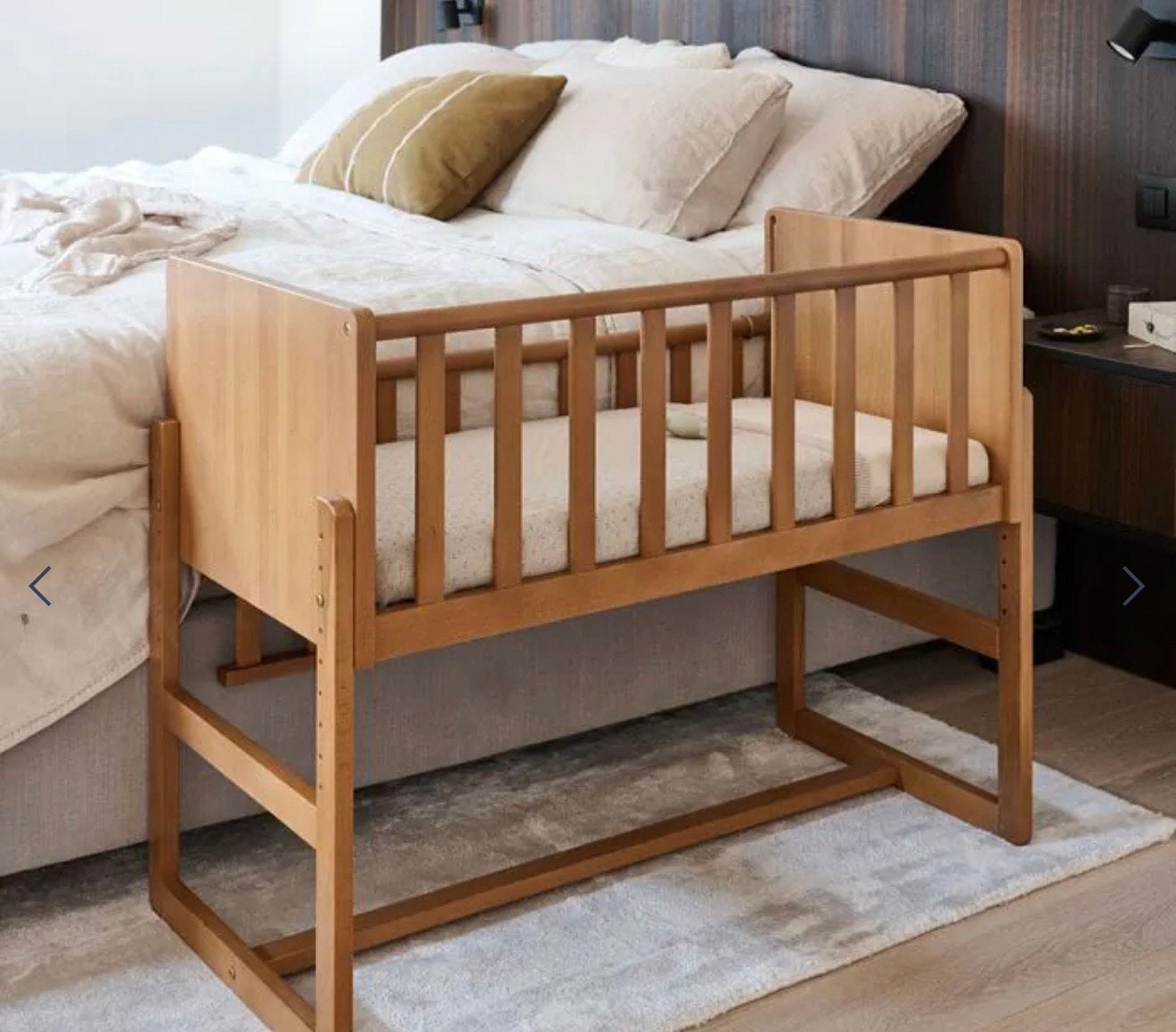 Petite amelie co sleeper Walnut te koop, Ophalen, Zo goed als nieuw, Minder dan 140 cm, Minder dan 70 cm