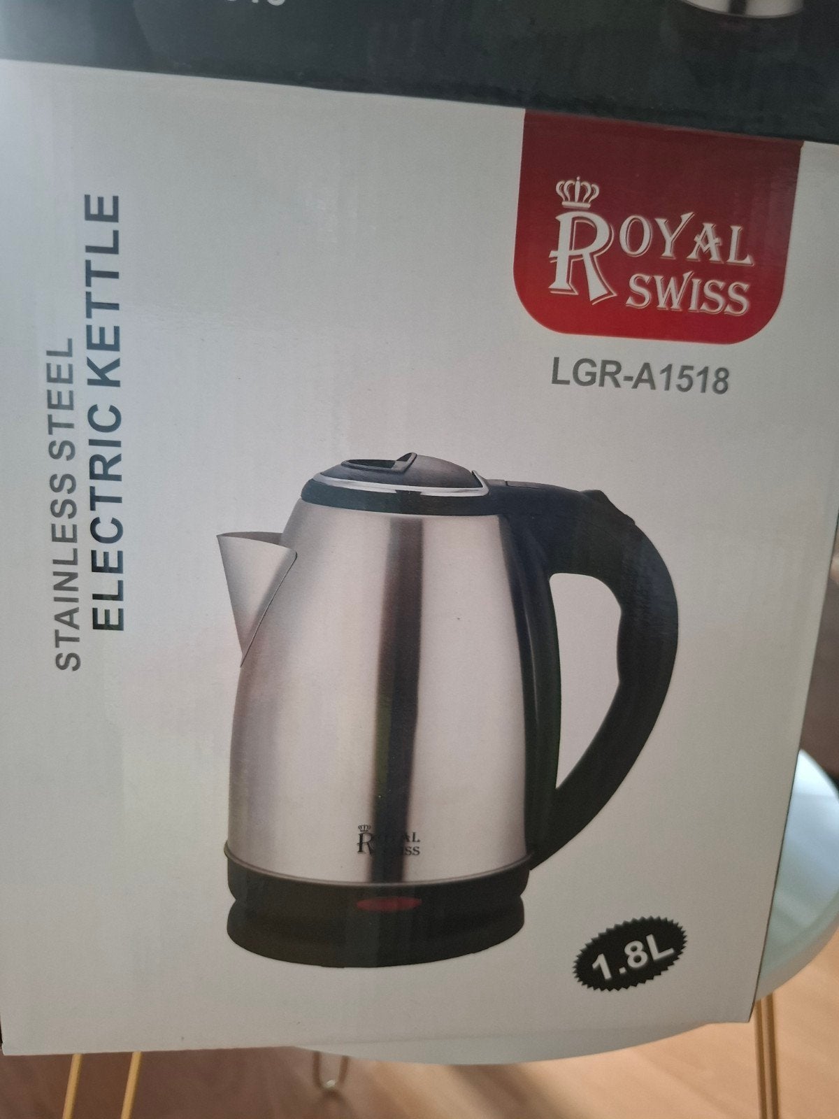 Royal Swiss RVS Waterkoker LGR-A1518 - 1.8L, 1 tot 2 liter, Ophalen, Nieuw, Rvs