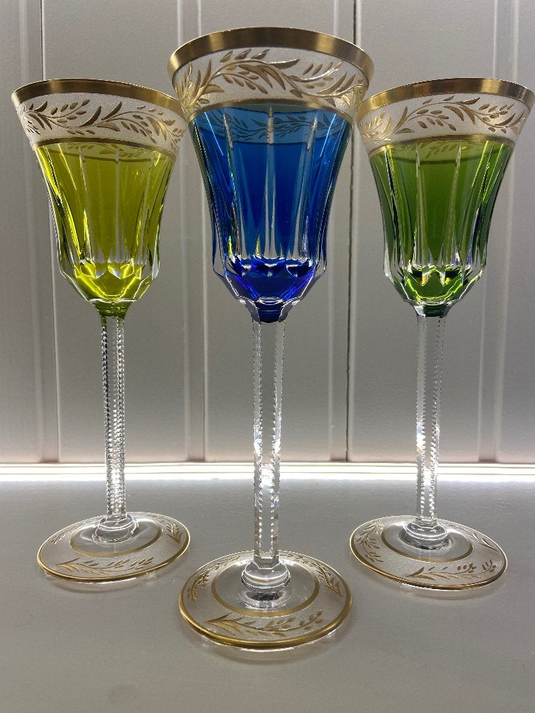 Zeer unieke  Val Saint Lambert wijnglazen “Poitiers”  24 kt, Ophalen of Verzenden