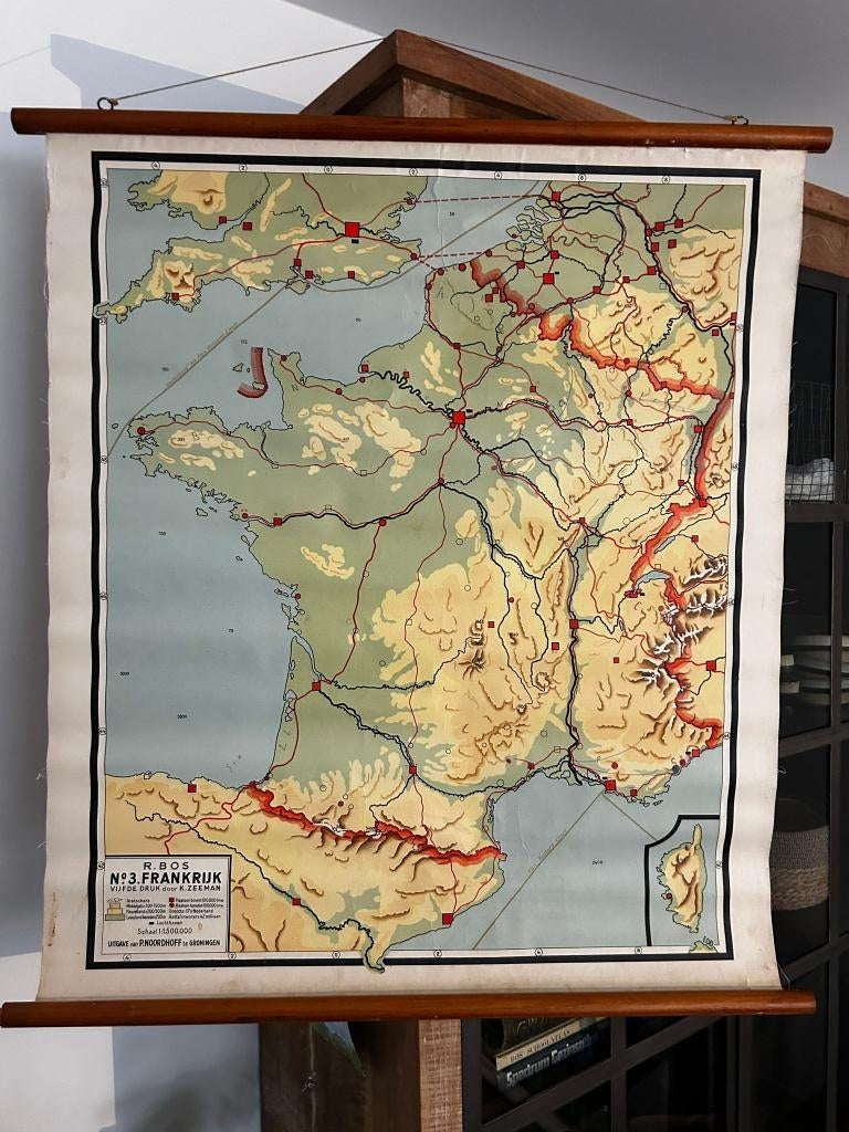 Frankrijk, Antiek en Kunst, Antiek | Schoolplaten, Ophalen of Verzenden, Aardrijkskunde