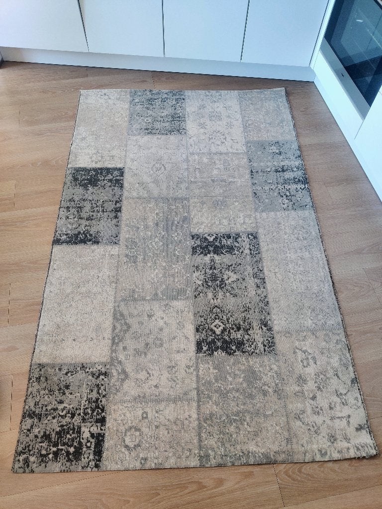 Vloerkleed patchwork grijs, Ophalen, Gebruikt, 100 tot 150 cm, 150 tot 200 cm
