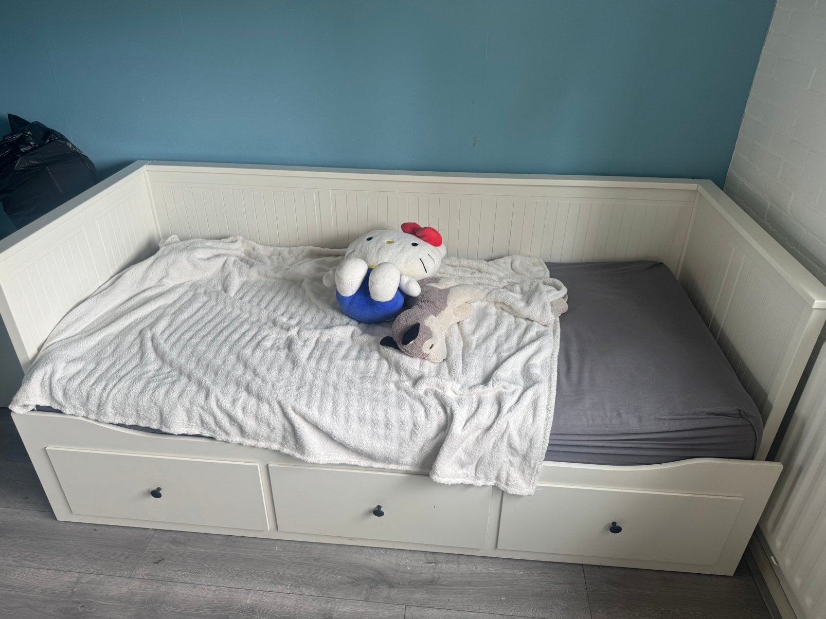Ikea bed hemnes, Ophalen, Wit, Tweepersoons, 140 cm