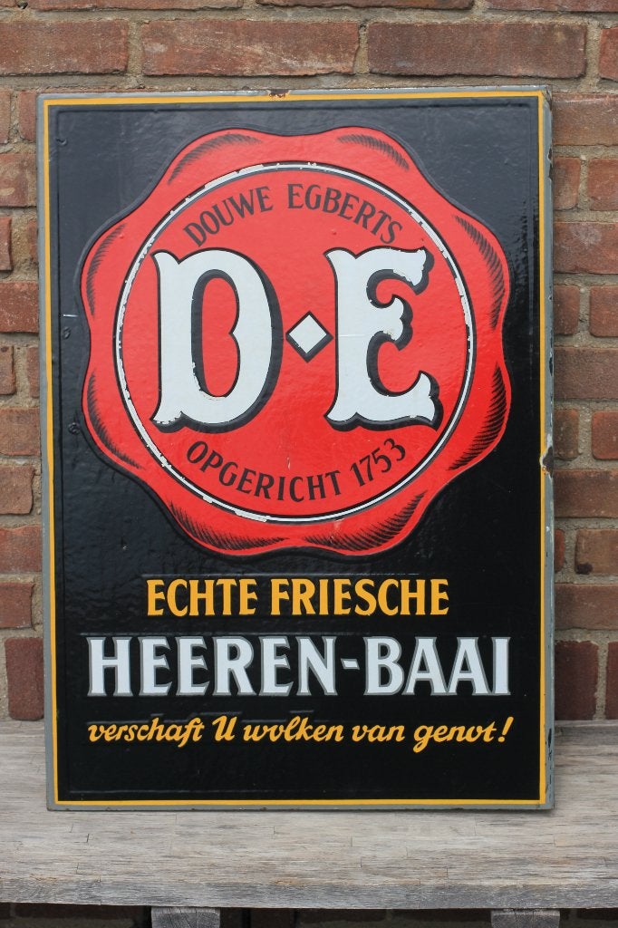 emaille bord dubbelzijdige uithanger DOUWE EGBERTS, Ophalen of Verzenden