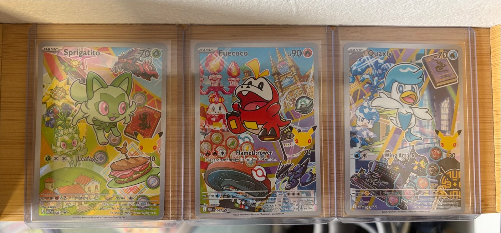 Pokémon Kaarten Fp3 Sprigatito, Fuecoco, Quaxly (Foil), Ophalen of Verzenden, Zo goed als nieuw, Meerdere kaarten, Foil