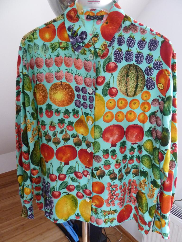 GUCCI authentiek, zuiver zijden blouse, fruitsoorten, 40/42, Kleding | Dames, Blouses en Tunieken, Overige kleuren, Verzenden