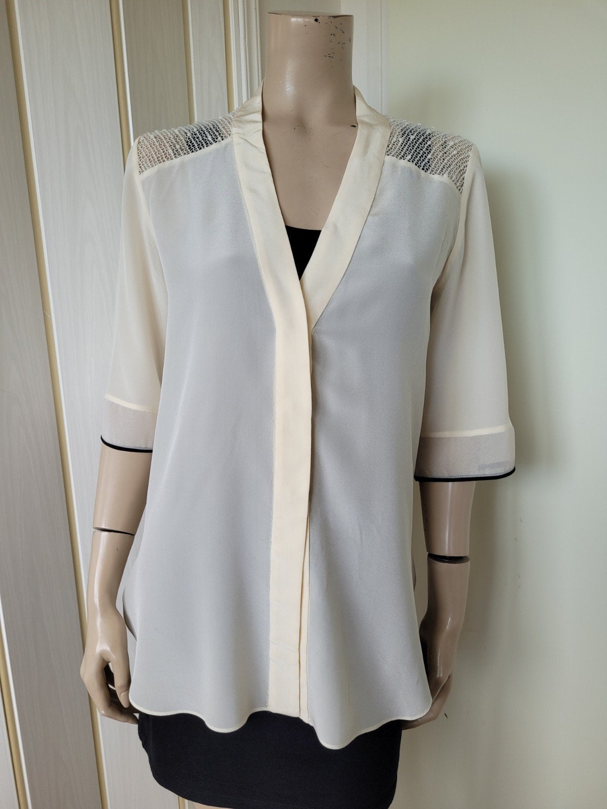 Malene Birger zijde blouse 36/S, Beige, Malene Birger, Ophalen of Verzenden, Zo goed als nieuw