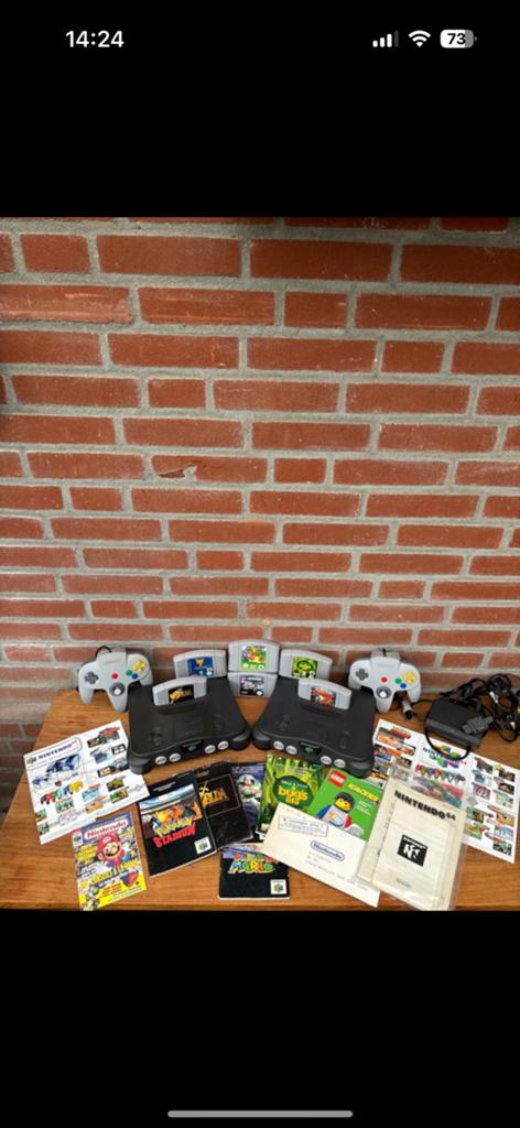 N64 + games ( zelda ), Ophalen of Verzenden, Gebruikt, Met 2 controllers, Met games