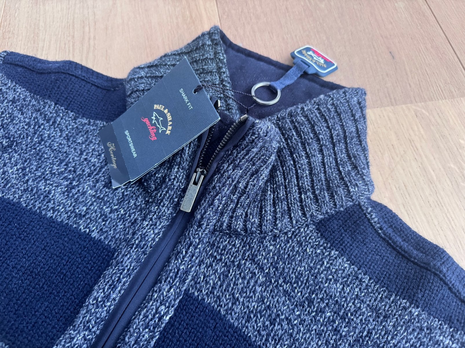 100% echte Paul & Shark trui Nieuw mt Large wol blauw grijs, Ophalen, Nieuw, Maat 52/54 (L), Blauw