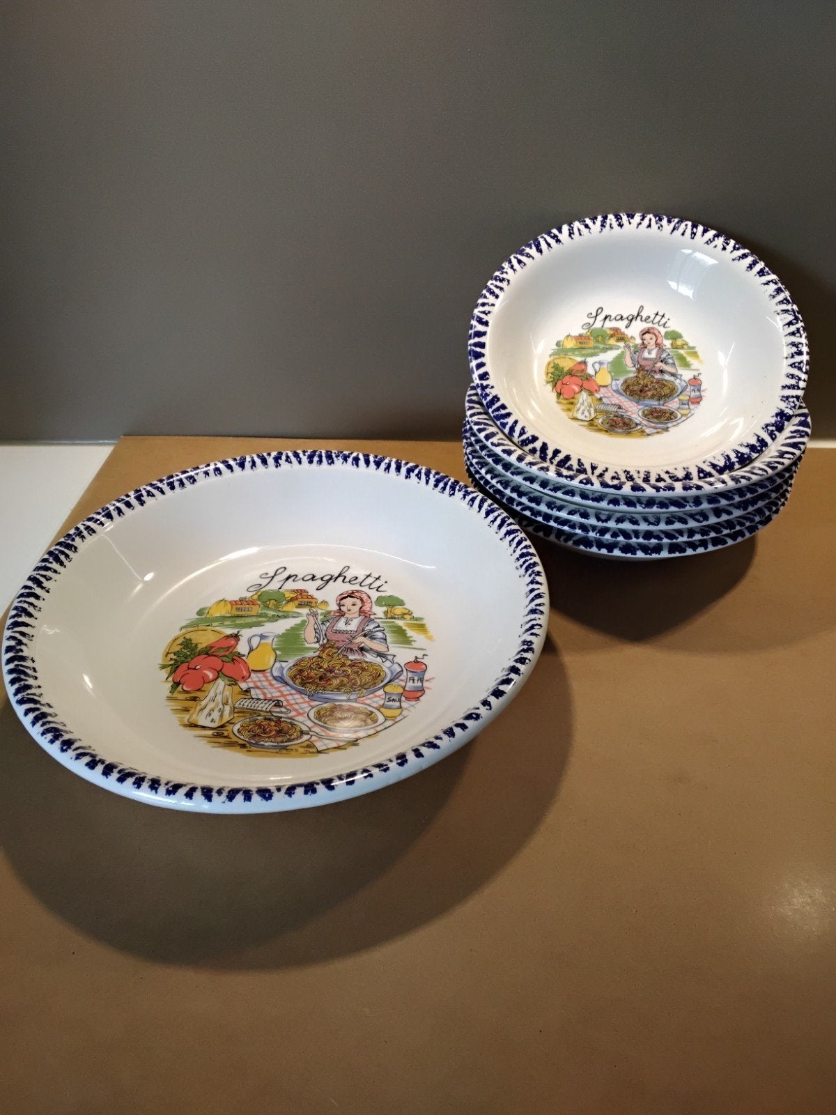 Handgeschilderde Italiaanse spaghettischalen, Ophalen, Overige merken, Nieuw, Schaal of Schalen