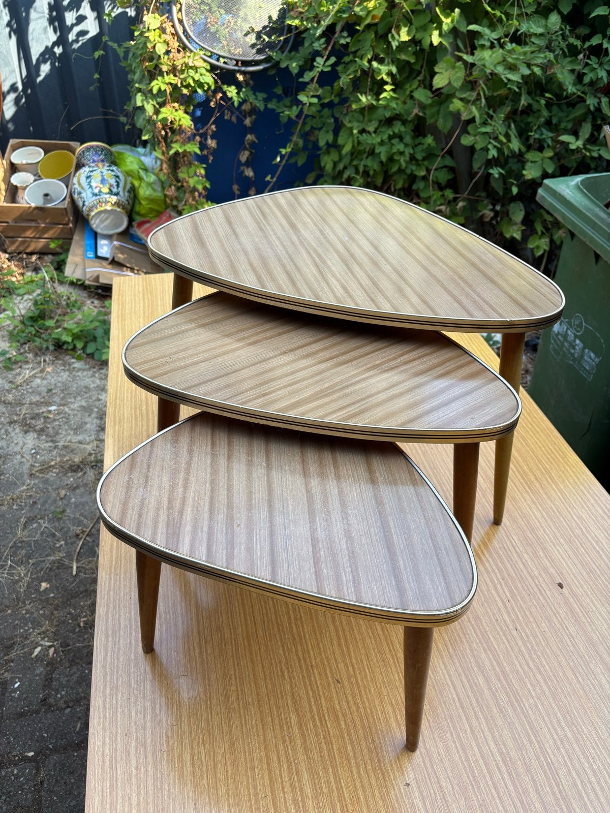 Vintage bijzettafels set van 3 - Jaren '60 design, Ophalen, Minder dan 45 cm, Minder dan 55 cm, Gebruikt