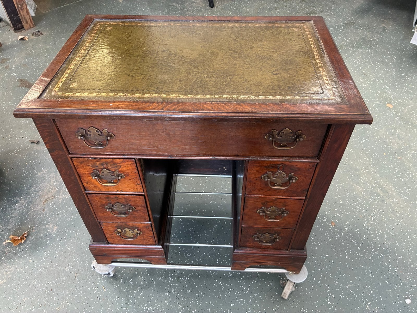 Antiek Bureau met Leren Blad - 75x49x72 cm, Ophalen