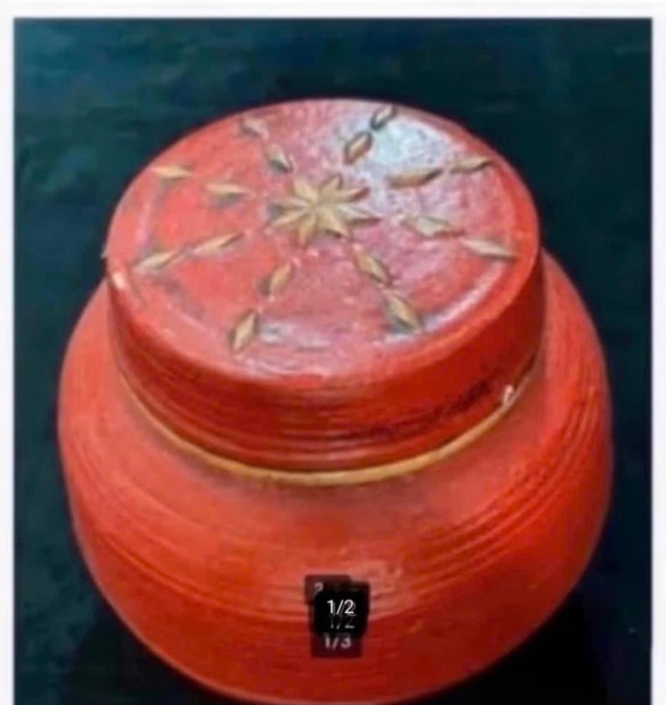 Rode oosterse Chinese bamboe voorraadpot, Antiek en Kunst, Curiosa en Brocante, Ophalen of Verzenden