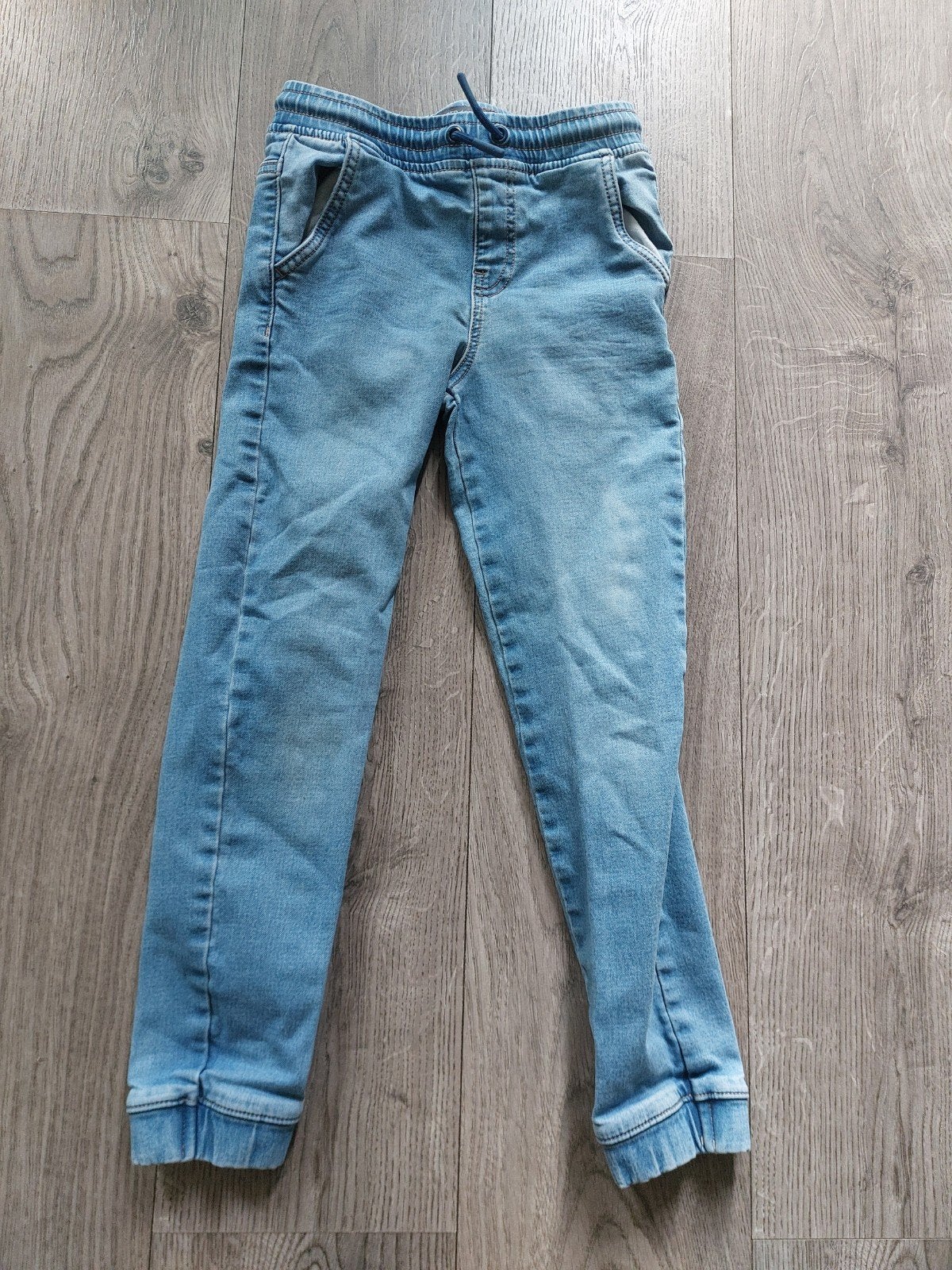 Denim Jogger Jeans Maat 128, Broek, Gebruikt, H&M, Ophalen of Verzenden