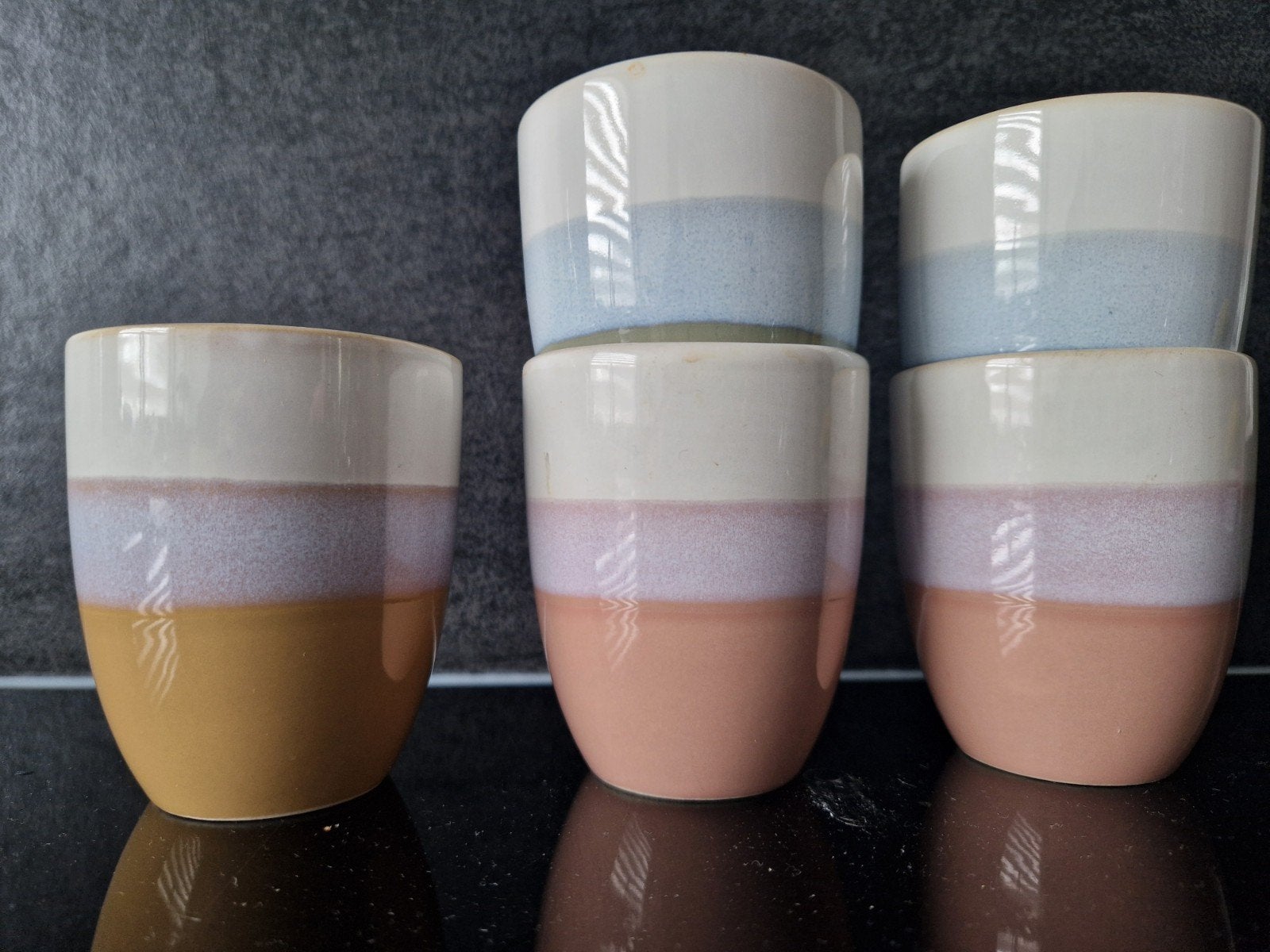 Set van 5 kleurrijke mokken, Keramiek, Zo goed als nieuw, Modern, Mok
