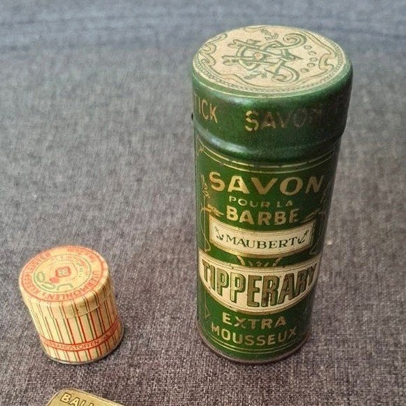 Vintage blikjes: scheerzeep en pleisters, Ophalen of Verzenden, Gebruikt, Overige, Overige merken