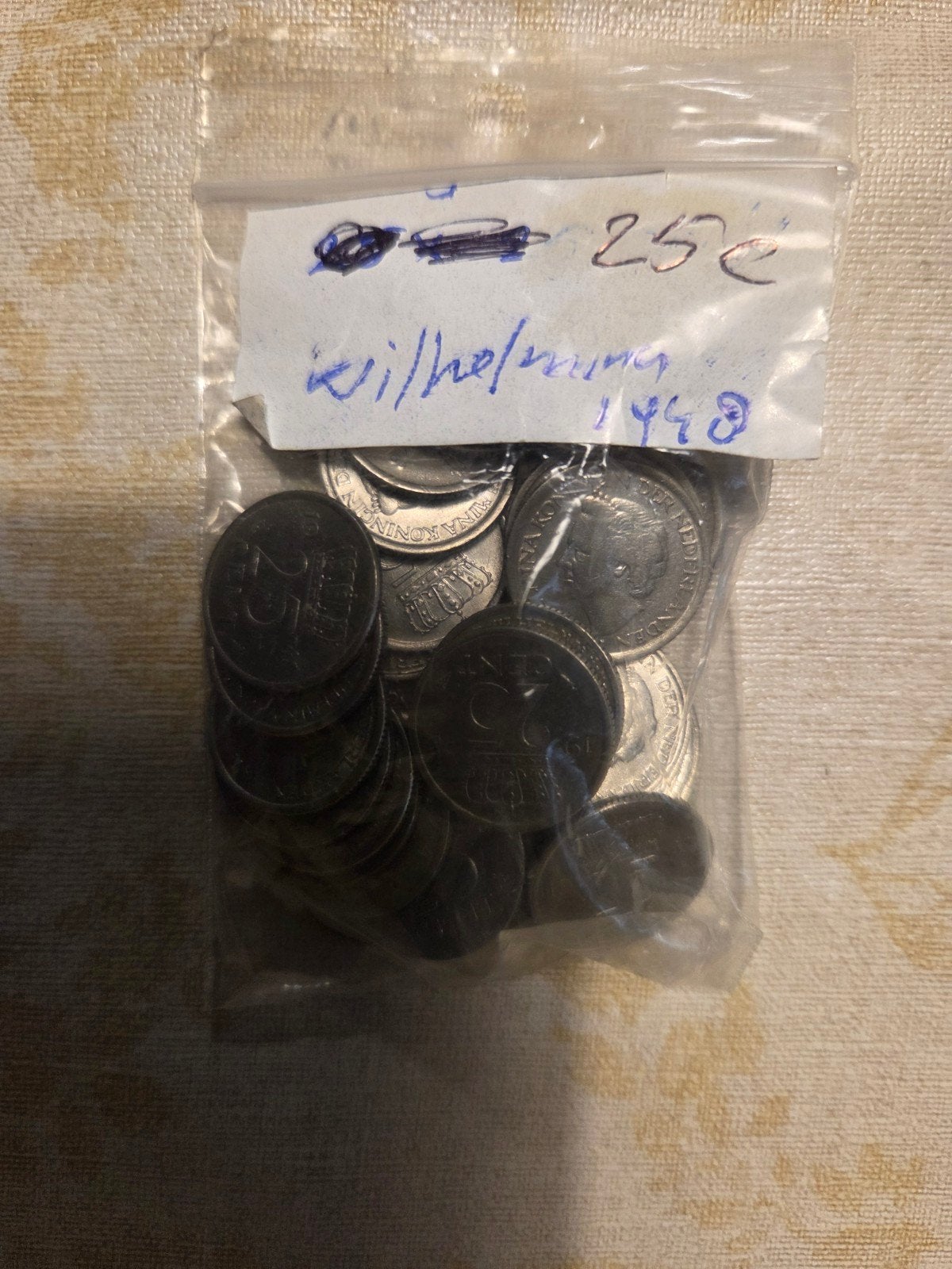 Zakje met Wilhelmina kwartjes (1948), Ophalen of Verzenden, Koningin Wilhelmina, 25 cent