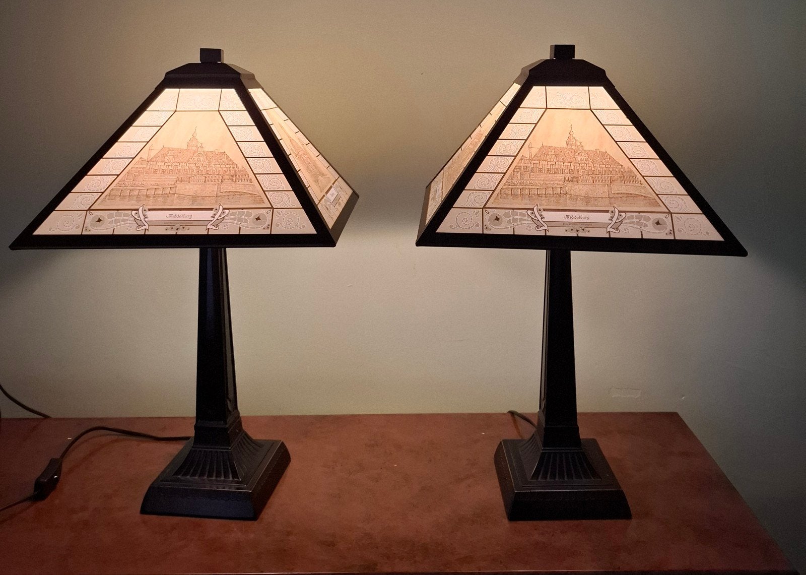 Prachtige set Art Deco schemerlampen met een hoogte 57cm h, Ophalen, Art deco