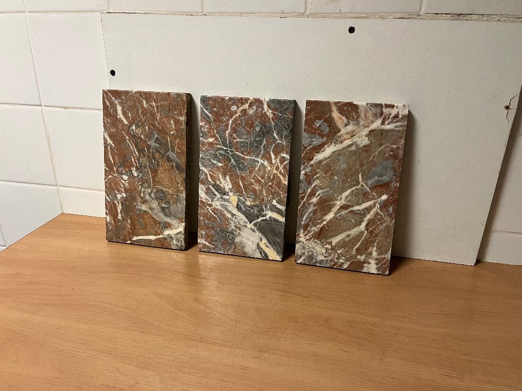 3 Rood/Bruin Marmer Schouw platen 25 x 14 x 2 cm., Ophalen, Gebruikt, Overige typen, Minder dan 20 cm