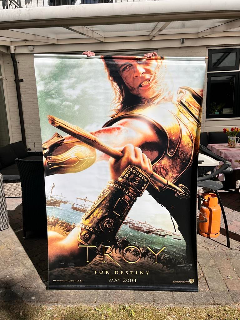 Troy Film Poster op Canvas - 180x120cm - Verzamelaarsitem, Ophalen, Deurposter of groter, Canvas of Doek, Film en Tv