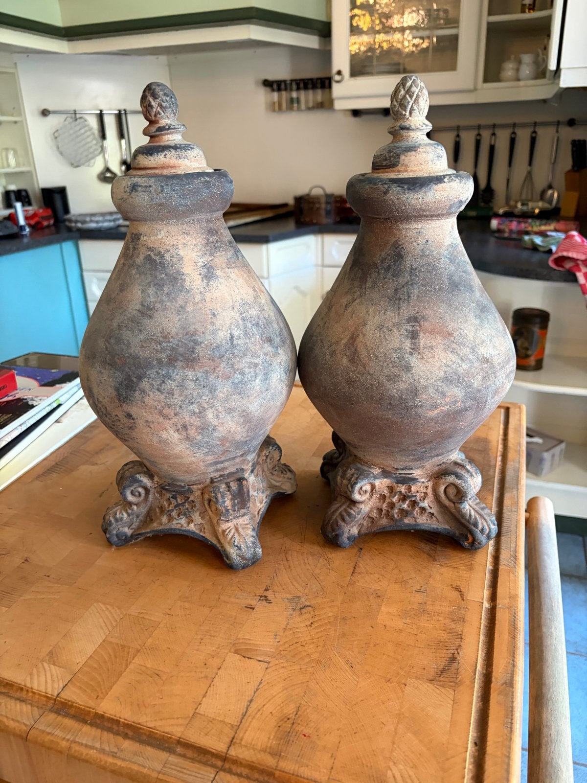 Antieke terracotta vazen/urnen - set van 2, Ophalen of Verzenden