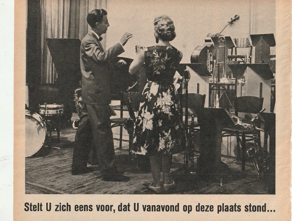 Retro reclame 1958 Erres radio muziekinstrument orkest, Verzamelen, Verzenden, Overige typen