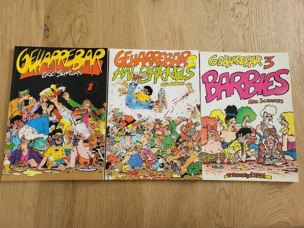 Geharrebar stripboeken - Deel 1, 2 en 3,  Erik Schreurs, Meerdere stripboeken, Ophalen of Verzenden, Gelezen, Eric Schreurs